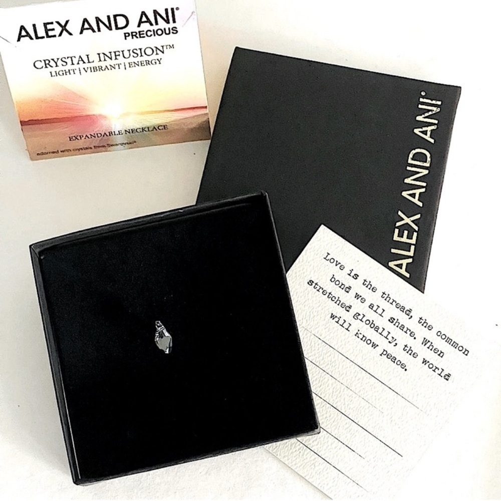 Alex and Ani Swarovski Crystal Teardrop Pendant Light Blue